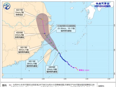 “黑格比”加强为强热带风暴级 台风预警升级为黄色