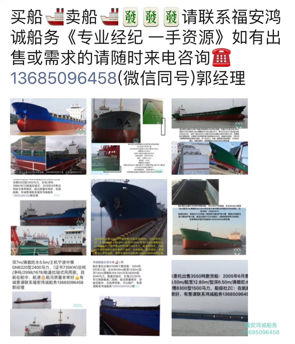 出售多艘3000吨至5000吨干散货船
