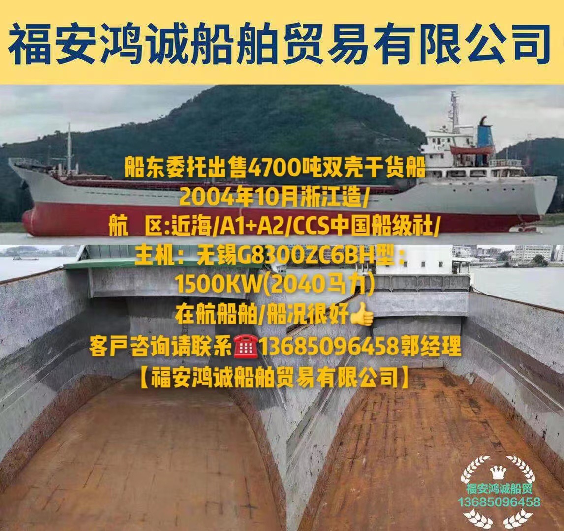 出售4700吨双壳干货船