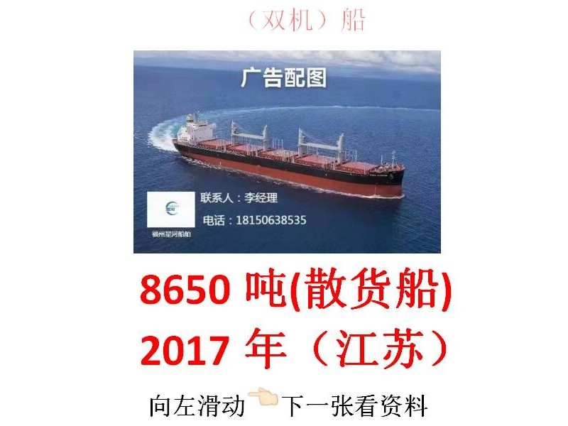 出售：8650吨散货船（双机）
