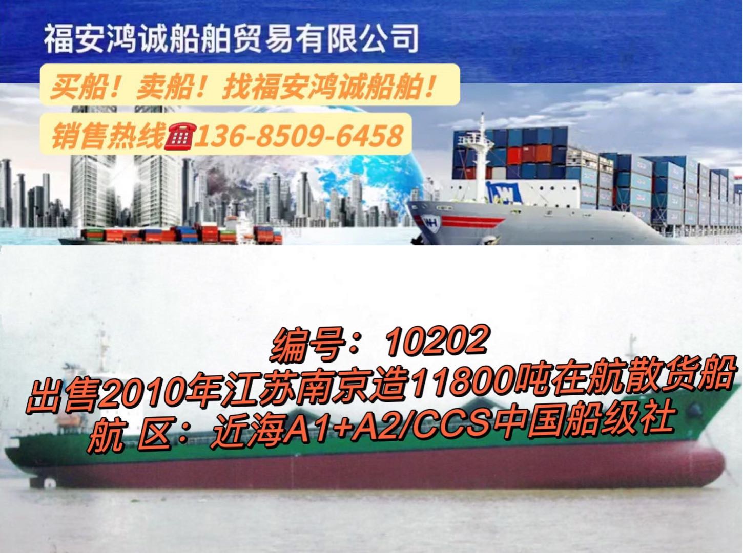 出售2010年11800吨在航散货船