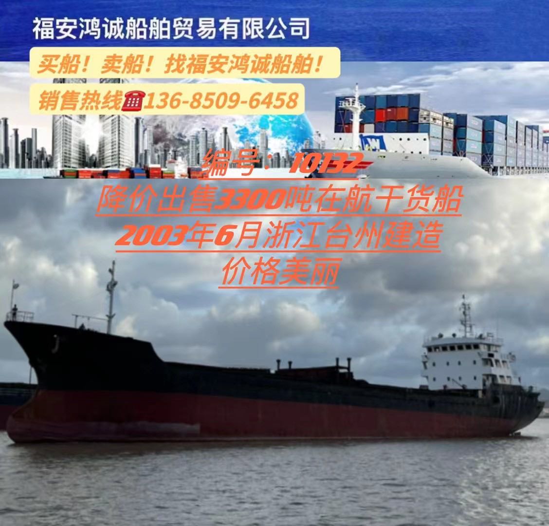 低价出售03年3300吨干货船