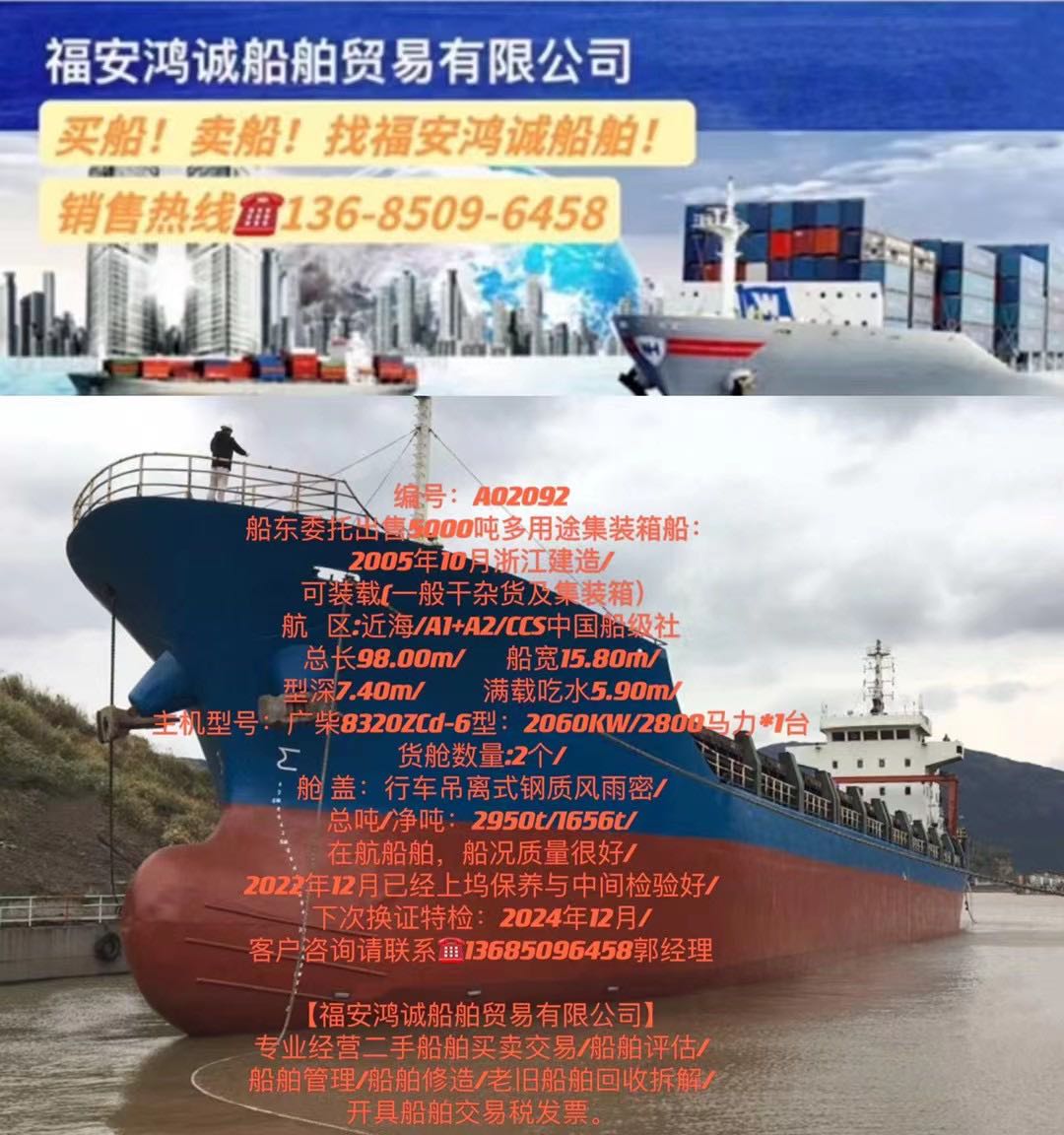 出售05年5000吨多用途集装箱船 - 图片 2