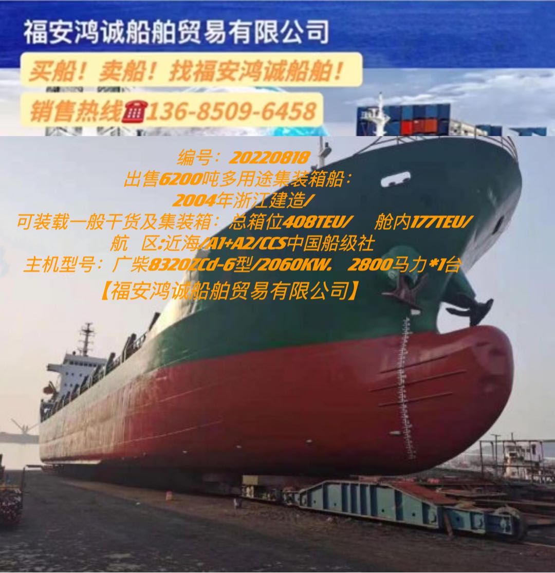 出售04年6200吨多用途集装箱船