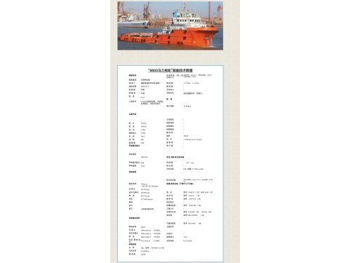 出售:6600马力拖轮,2009年中国建造,船级CCS Sale: 6600 horsepower tugboat, made in China in 2009. Classification CCS图1