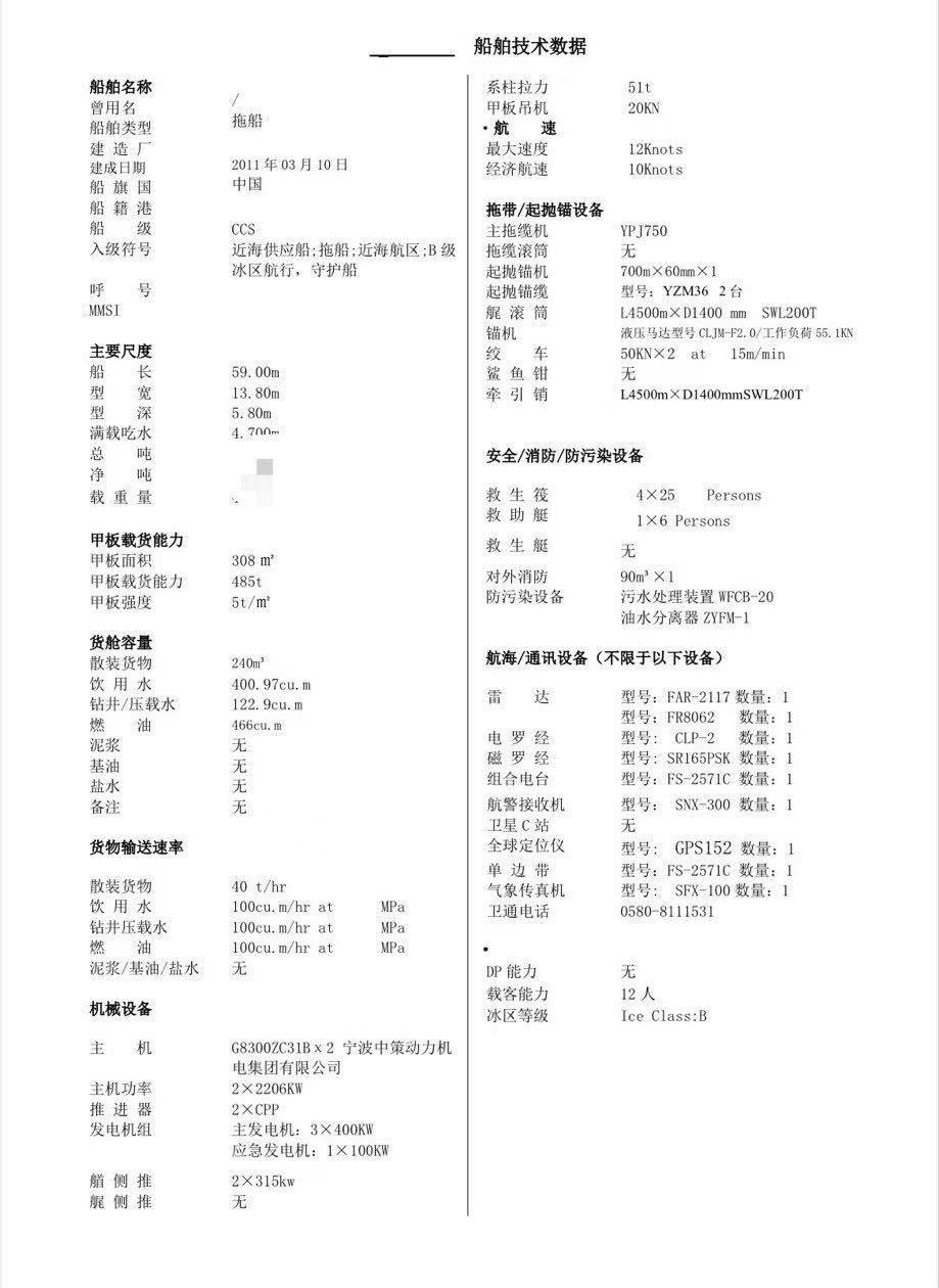 出售6000马力三用拖轮