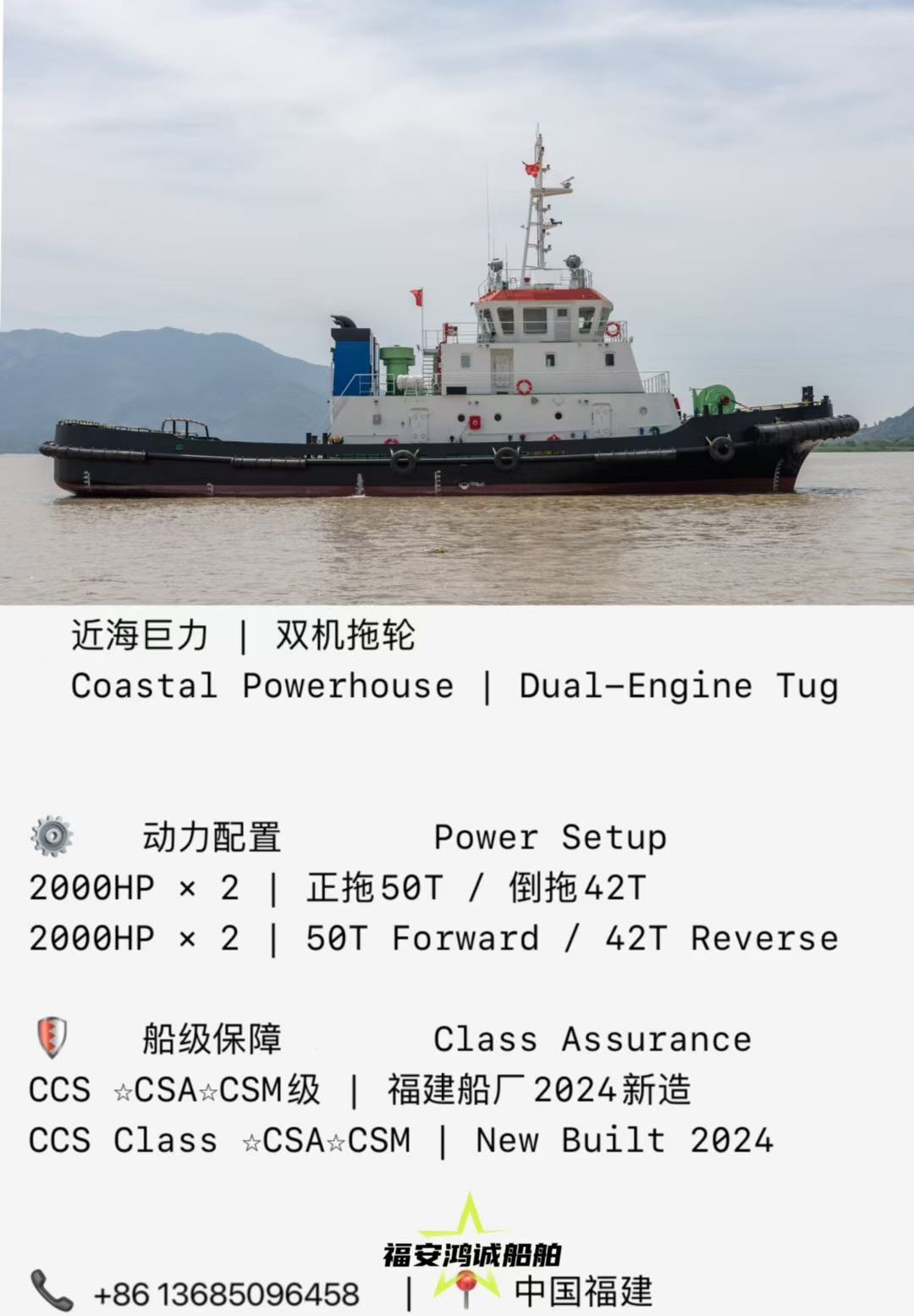 全新2024建造 | 近海4000马力拖轮 New Built 2024 | 4000 HP Coastal Tug - 图片 3