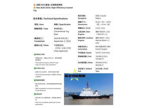 船舶销售信息 / Bilingual Ship Sale Information --- 出售/新型/2500ps拖轮图2