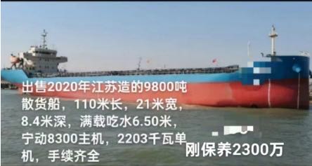 出售2020年造的9800吨甲吨散货船