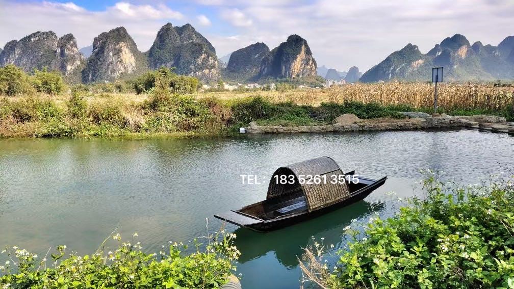 木船仿古仿旧乌篷船手划摇橹网红打卡拍照船乌篷船模型