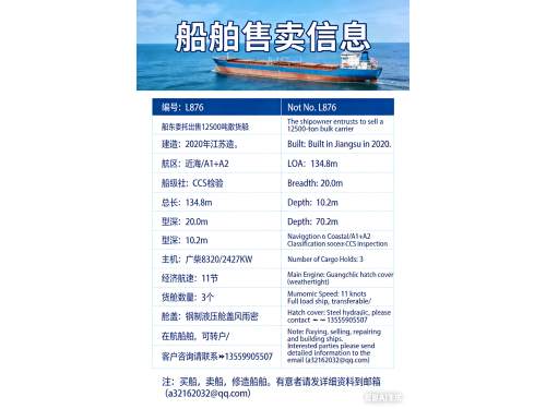 出售12500吨散货船Sell 12,500-ton bulk carrier图1