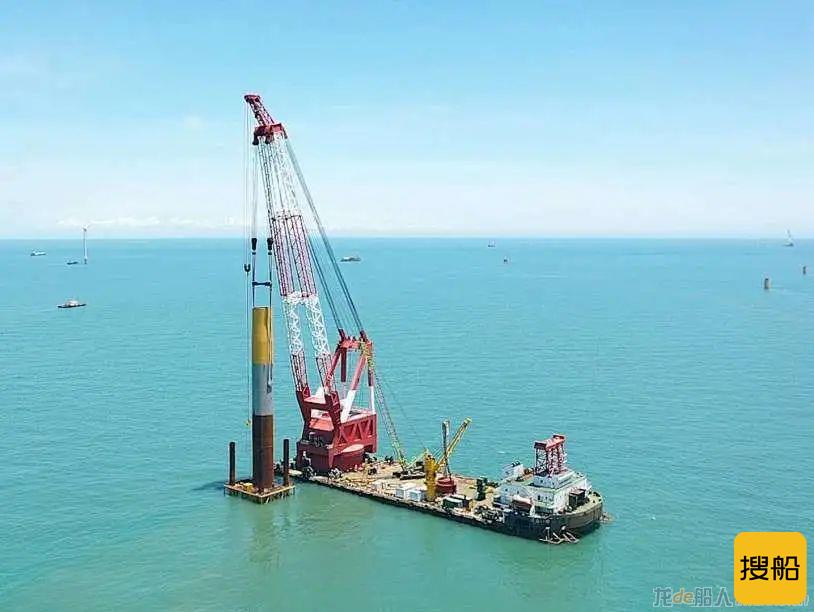 中交海建徐闻海上风电场项目Ⅱ风机基础吊装及沉桩项目完成S37机位沉桩