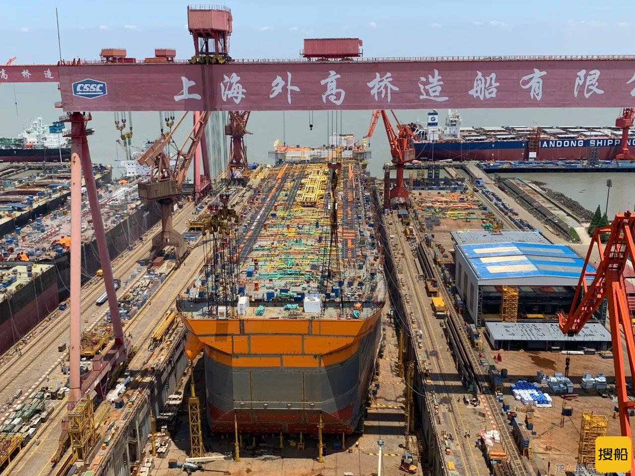 外高桥造船FPSO项目H1498船完成主船体贯通生产节点