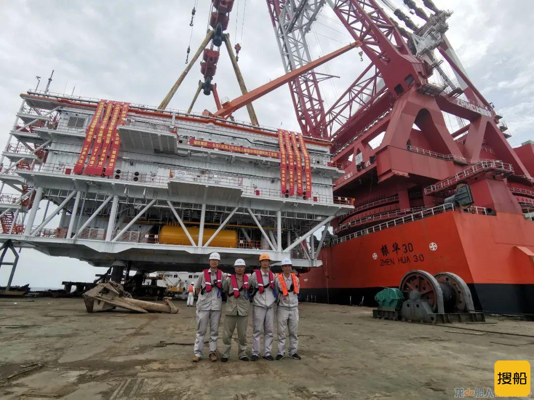 厦船重工承建首座海上升压站完成滚装运输及海上安装
