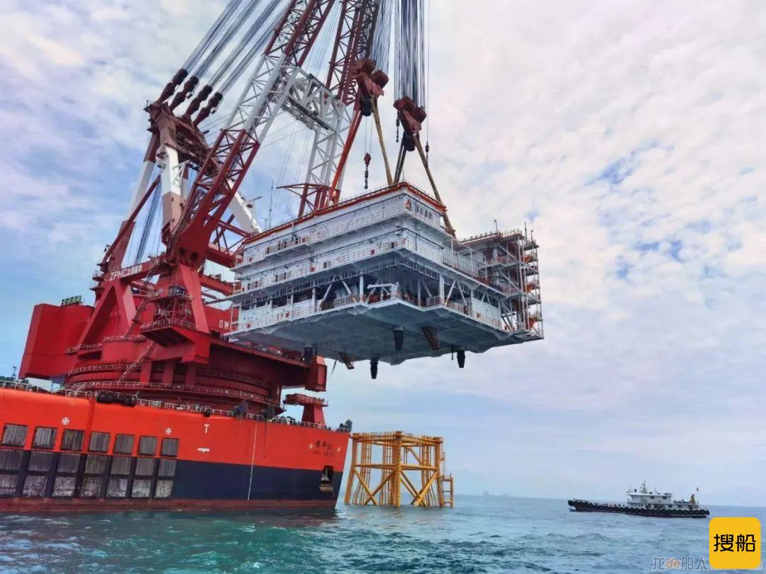 厦船重工承建首座海上升压站完成滚装运输及海上安装
