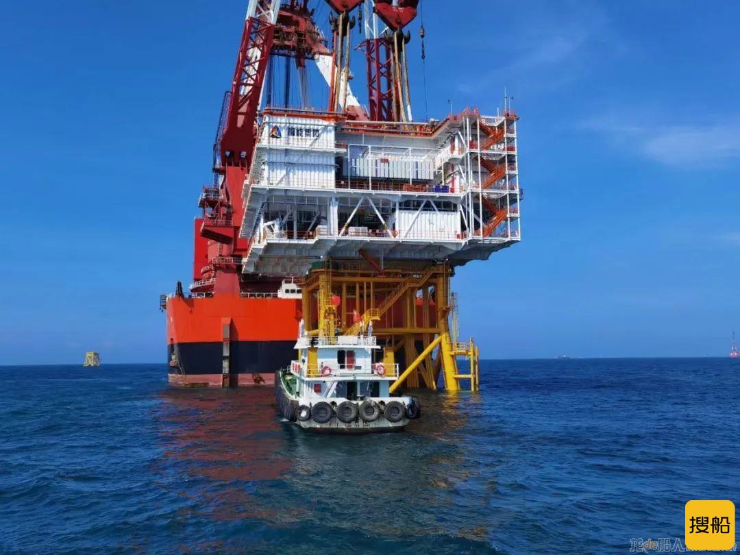 厦船重工承建首座海上升压站完成滚装运输及海上安装