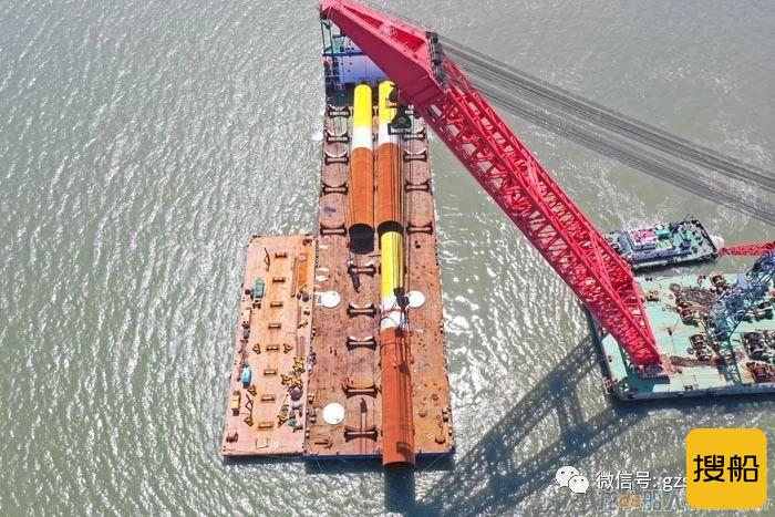 越南茶荣海上风电工程30台单桩基础沉桩施工完成