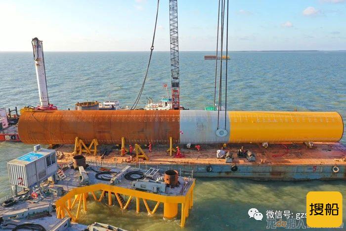 越南茶荣海上风电工程30台单桩基础沉桩施工完成