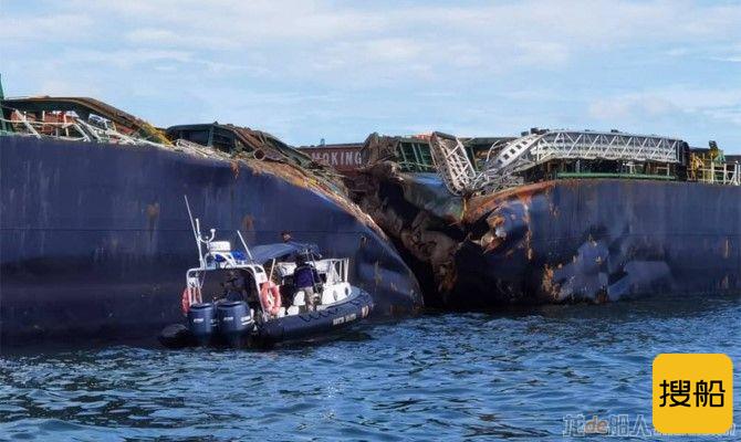 7.6万吨散货船被1.5万TEU集装箱船撞穿货舱