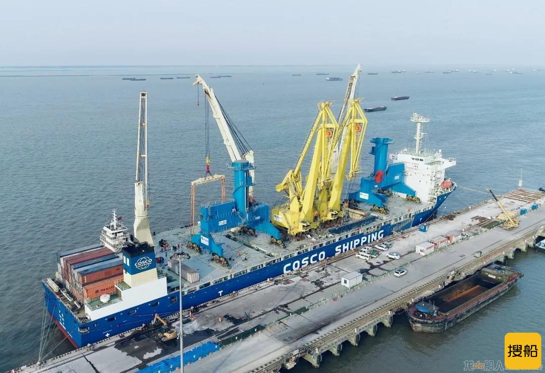 中远海运特运重吊船再战“运输+安装”，2台800吨门座机一站搞定