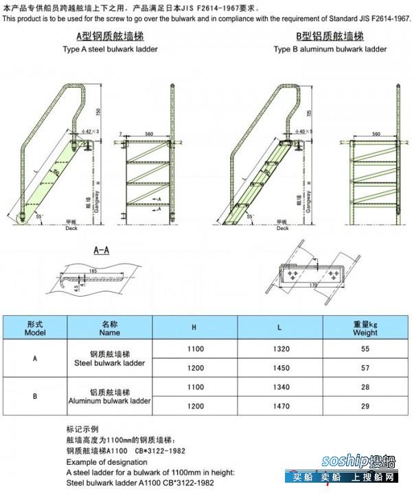 船用斜梯制作标准 出售船用钢质斜梯