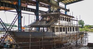 杭州钱航船舶38米的公务船主体建成,公务船舶