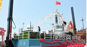 青岛绿色船舶下水出口,船舶下水