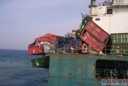 一驳船印度海域发生事故集装箱坠海