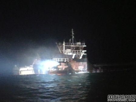 一艘货船台州海域起火船上有5名船员