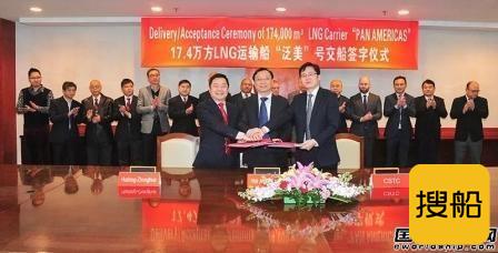 沪东中华两艘17.4万立方米LNG船同日交船