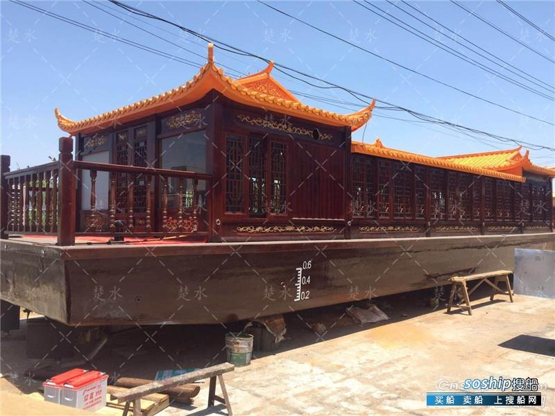 山东德州木船厂出售画舫船大型16米水上餐饮住宿宾馆船