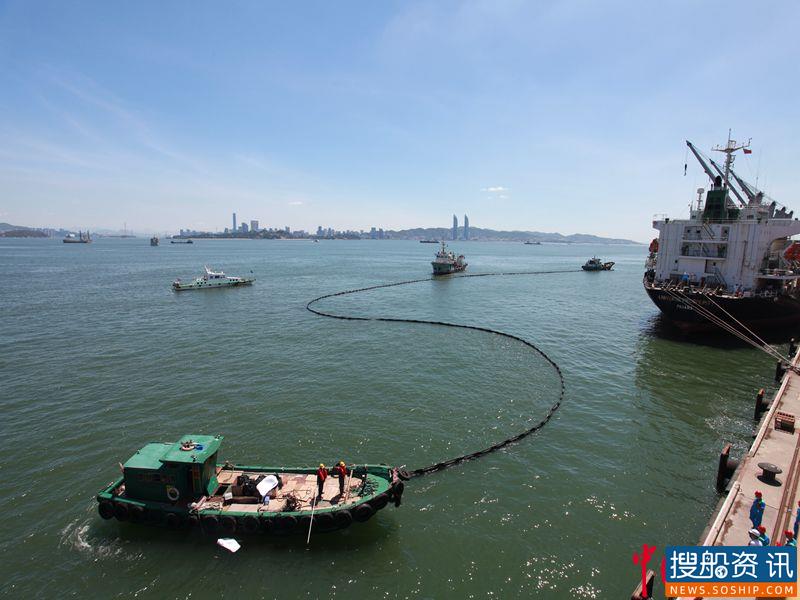 漳州龙海海事处指导辖区码头开展船舶防污染应急演练
