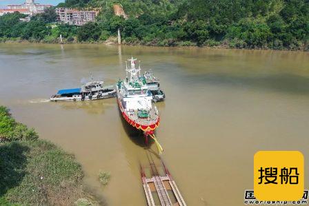 梧州桂江 中船桂江建造国内首艘海底电缆综合运维船顺利下水