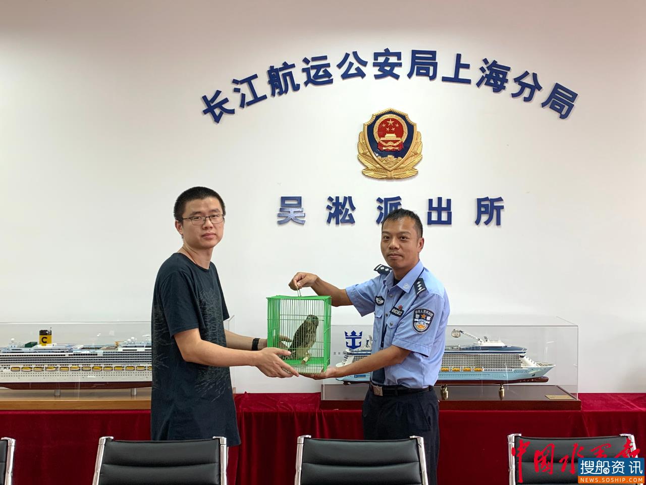 长航公安上海分局民警救助受伤二级保护动物红隼