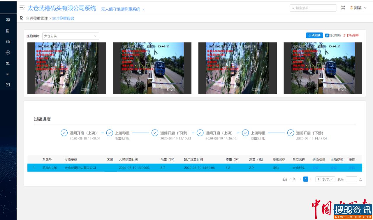 太仓武港码头有限公司地磅房管理跃上“云端”