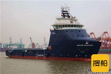 广东中远海运重工平台供应船N608试航凯旋