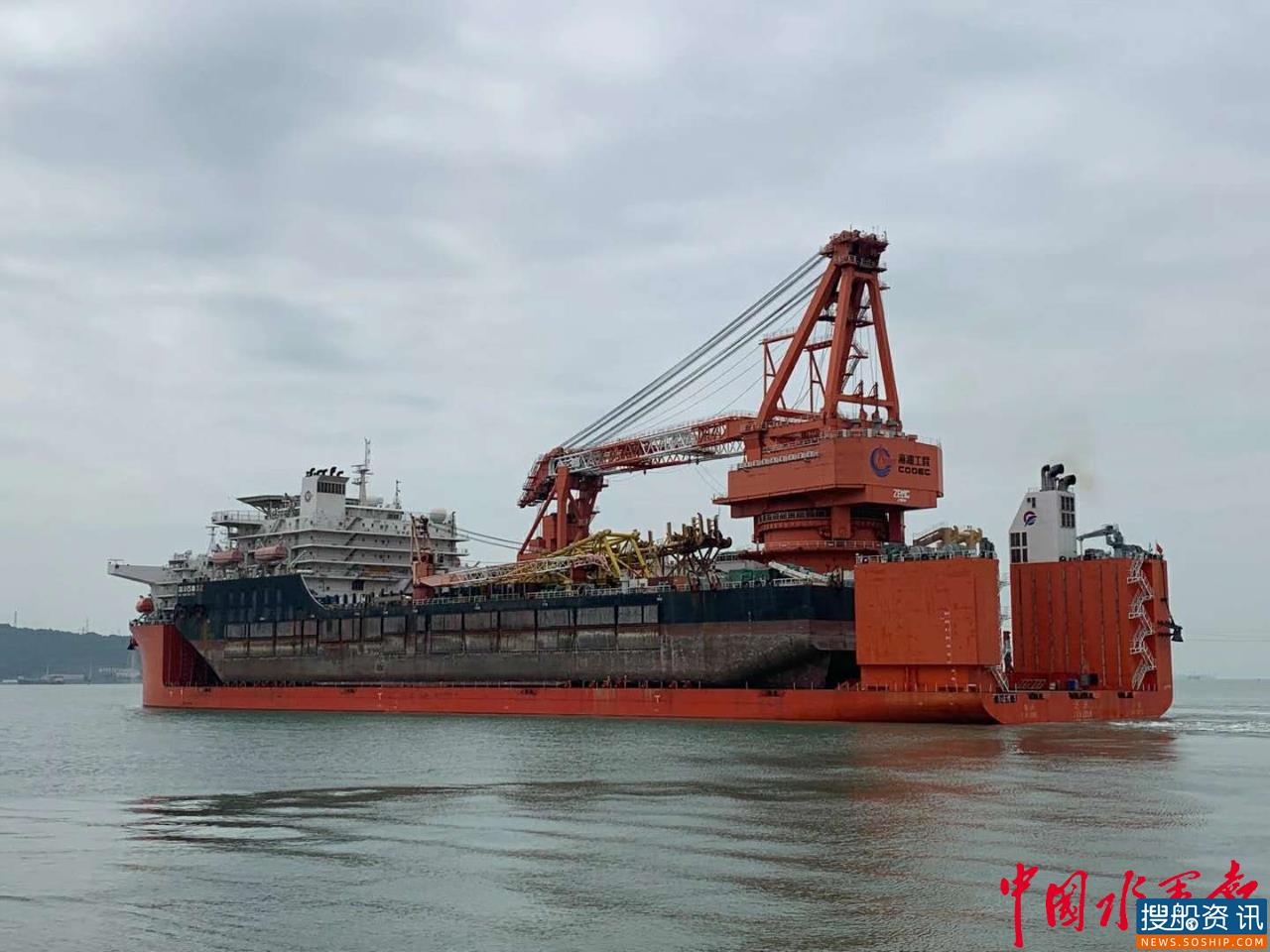 下潜在台风到来之前完成 泛洲10半潜船完成大型海洋石油202工程船下潜卸船任务