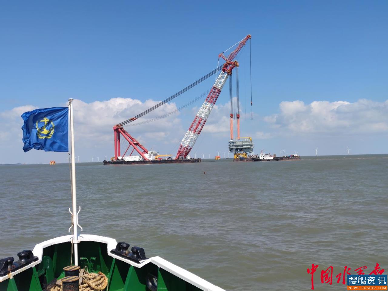 中广核海上风电项目海上升压站顺利完成吊装