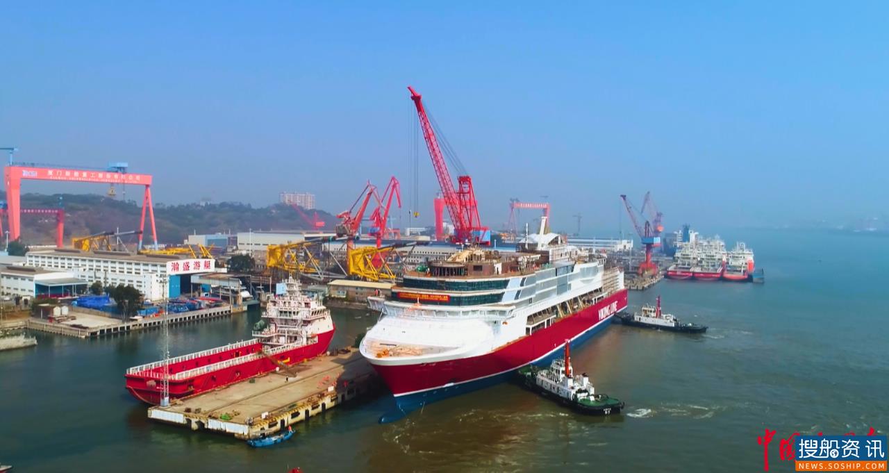 使命担当 筑梦远航 厦船重工首制2800客邮轮型客滚船顺利出坞