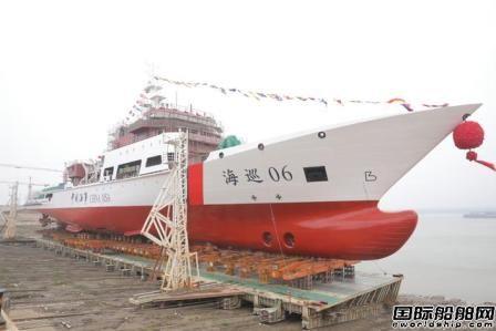武船建造台湾海峡首艘5000吨级海事巡航救助船下水