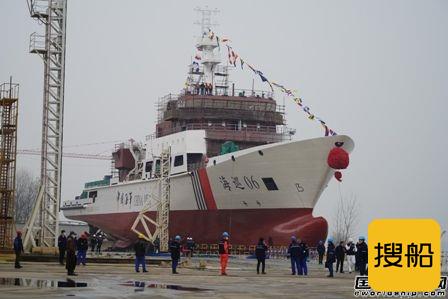 武船建造台湾海峡首艘5000吨级海事巡航救助船下水