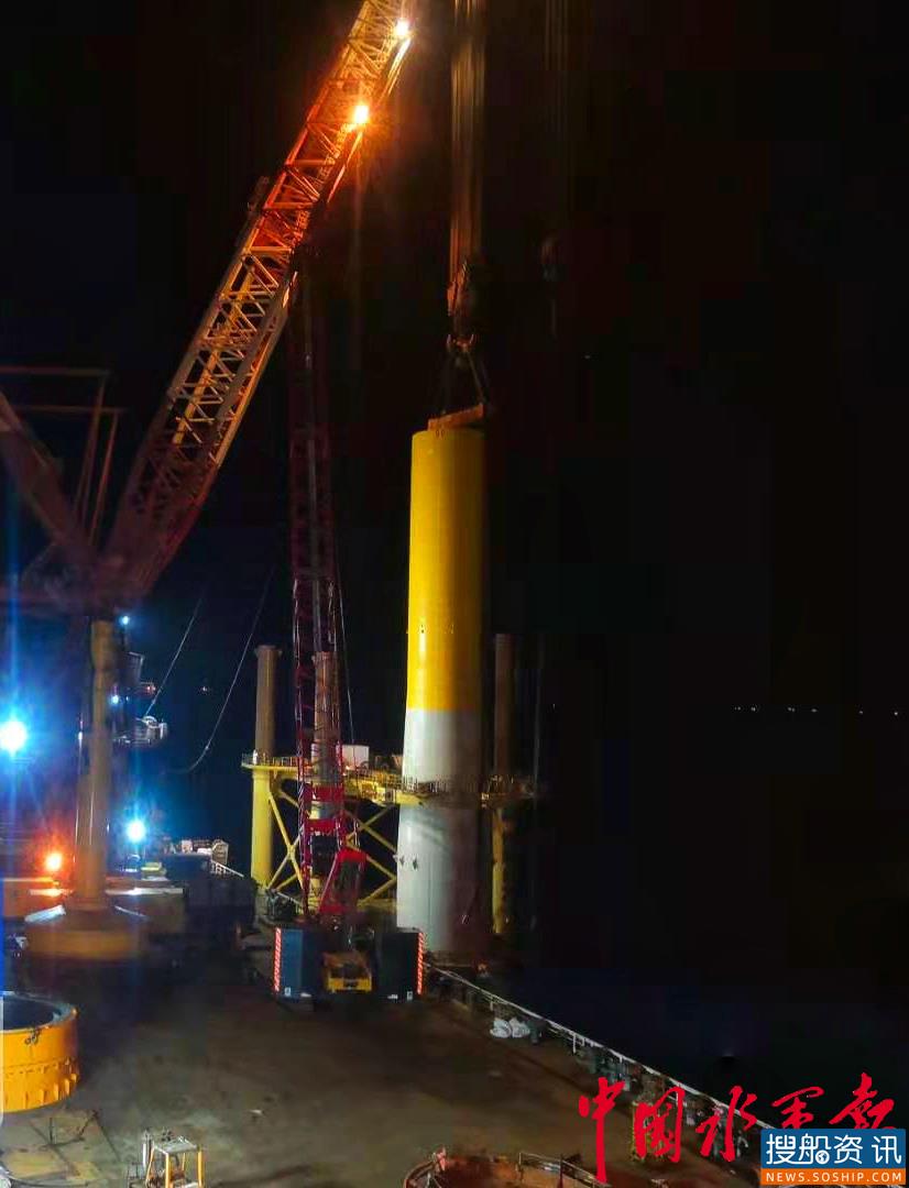 阳西沙扒三四五期基础一标海上风电项目  全部单桩顺利完成沉桩施工