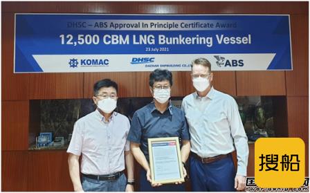 大韩造船12500方LNG加注船获ABS原则性认可