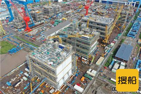 启东中远海运海工M019模块项目第三个模块成功完成封顶工程