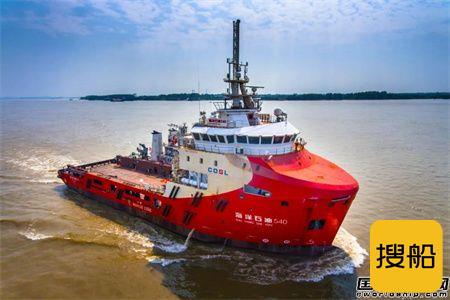 武船集团建造4000马力LNG动力守护供应船首制船开启长江试航