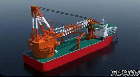 振华重工为江苏龙圣海洋建造4000吨全回转起重船开工,