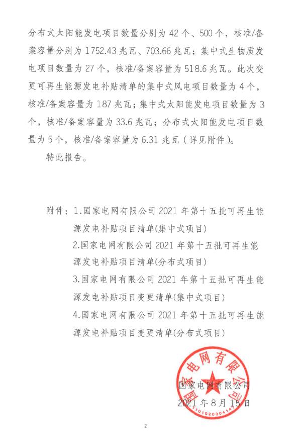 风电项目1729.8MW！2021年第十五批可再生能源发电补贴项目清单公布