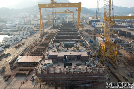 黄海造船8艘1800TEU集装箱船同时建造喜迎开门红,