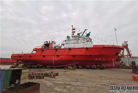新扬船舶建造青岛1200吨消防船“青消三号”下水,