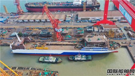 广船国际首制3000米车线货滚船出坞创历史最短坞期纪录